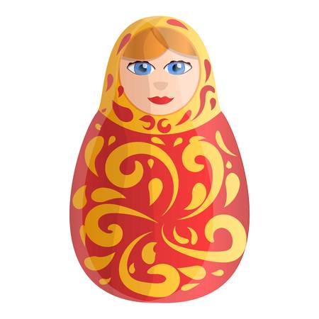 Wooden nesting doll icon. Cartoon of wooden nesting doll icon for web design isolated on white backgroundの写真素材