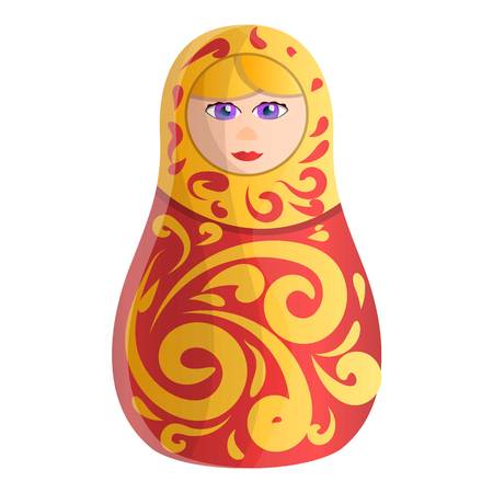 Russian nesting doll icon. Cartoon of russian nesting doll icon for web design isolated on white backgroundの写真素材