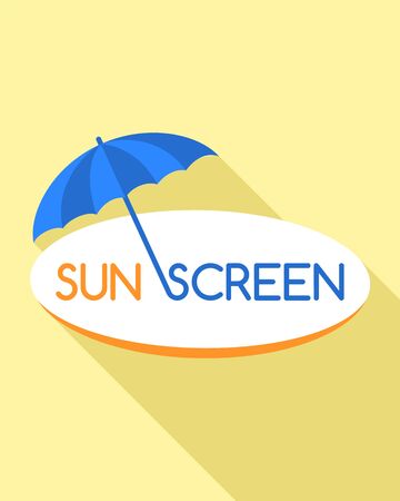 Sunscreen umbrella logo. Flat illustration of sunscreen umbrella vector logo for web designのイラスト素材