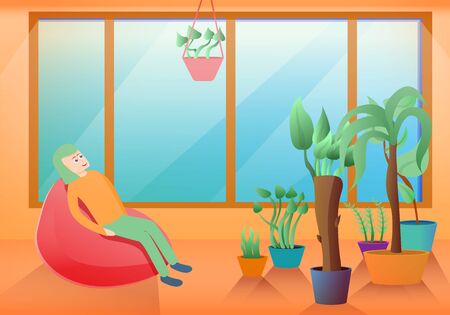 Houseplants concept banner. Cartoon illustration of houseplants vector concept banner for web designのイラスト素材