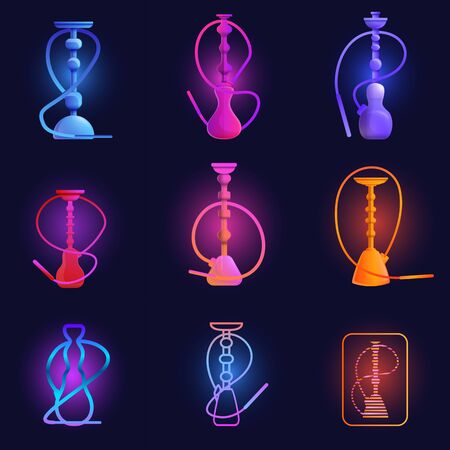 Hookah icons set. Cartoon set of hookah vector icons for web designのイラスト素材