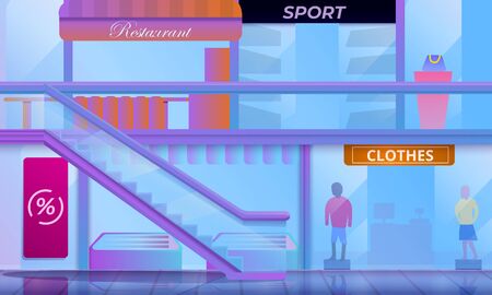 Mall concept banner. Cartoon illustration of mall vector concept banner for web designのイラスト素材