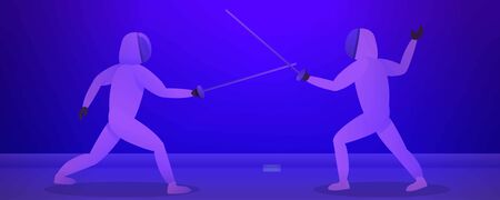 Fencing battle concept banner. Cartoon illustration of fencing battle vector concept banner for web...