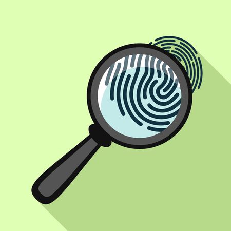 Fingerprint under magnifying glass icon. Flat illustration of fingerprint under magnifying glass vector icon for web designのイラスト素材