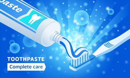 Toothpaste tube concept background. Isometric illustration of toothpaste tube vector concept background for web designのイラスト素材