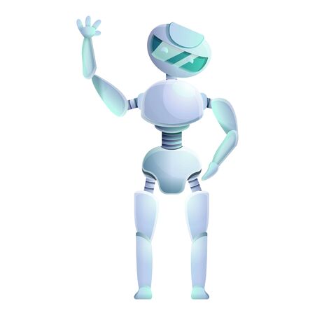 Robot humanoid icon. Cartoon of robot humanoid vector icon for web design isolated on white backgroundのイラスト素材