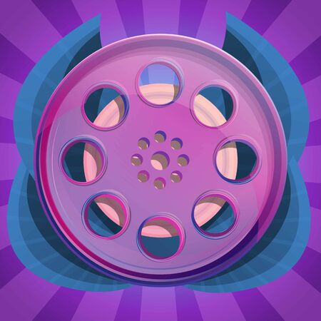 Video film reel concept banner. Cartoon illustration of video film reel vector concept banner for web designのイラスト素材
