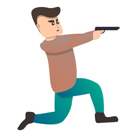 Man pistol shooting sport icon. Cartoon of man pistol shooting sport vector icon for web design isolated on white backgroundのイラスト素材
