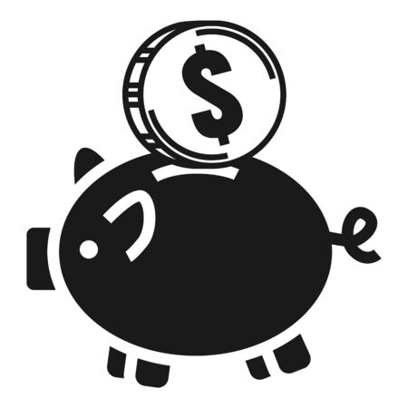 Piggy bank icon. Simple illustration of piggy bank vector icon for web design isolated on white backgroundのイラスト素材