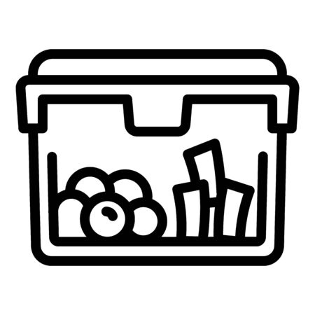 plastic lunchbox icon. Outline plastic lunchbox icon for web design isolated on white backgroundの写真素材