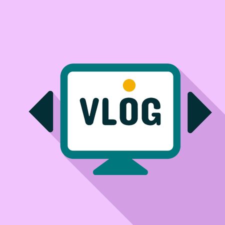 Monitor vlog logo. Flat illustration of monitor vlog logo for web designの写真素材