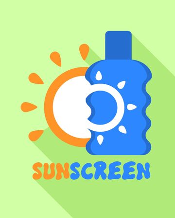 Sunscreen bottle logo. Flat illustration of sunscreen bottle logo for web designの写真素材