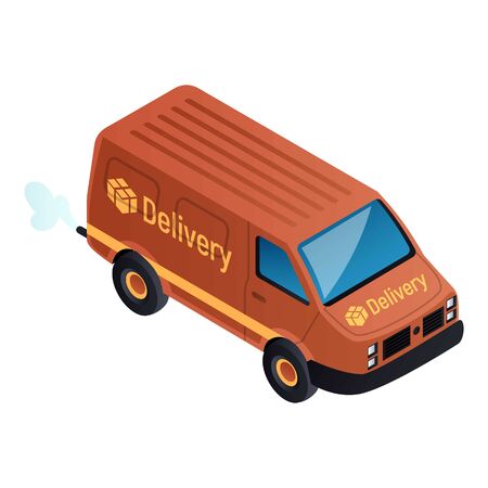 Delivery city van icon. Isometric of delivery city van icon for web design isolated on white backgroundの写真素材