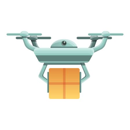 Drone parcel delivery icon. Cartoon of drone parcel delivery icon for web design isolated on white backgroundの写真素材