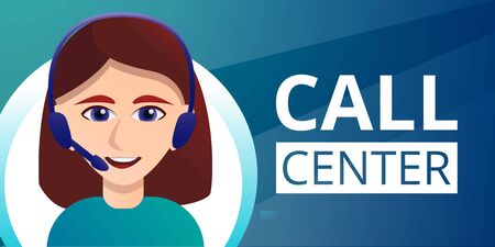 Call center concept banner. Cartoon illustration of call center concept banner for web designの写真素材