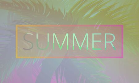 Summer tropical resort concept banner. Cartoon illustration of summer tropical resort concept banner for web designの写真素材