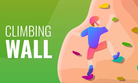 Climbing wall concept banner. Cartoon illustration of climbing wall concept banner for web designの写真素材