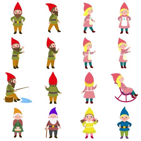 Gnome icons set. Flat set of gnome vector icons for web designのイラスト素材