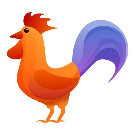 Beautiful rooster icon. Cartoon of beautiful rooster vector icon for web design isolated on white backgroundのイラスト素材