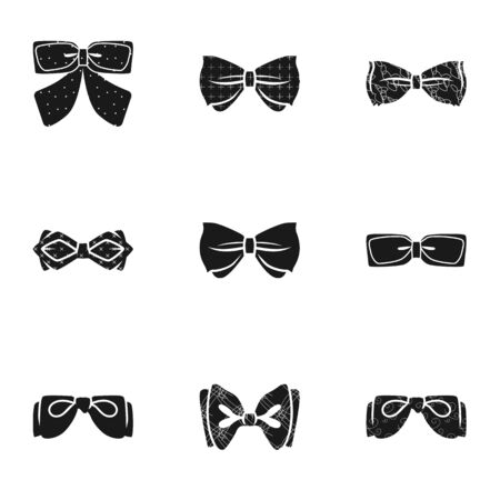 Elegant bow tie icon set. Simple set of 9 elegant bow tie vector icons for web design isolated on white backgroundのイラスト素材