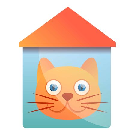 House cat logo. Cartoon of house cat vector logo for web design isolated on white backgroundのイラスト素材