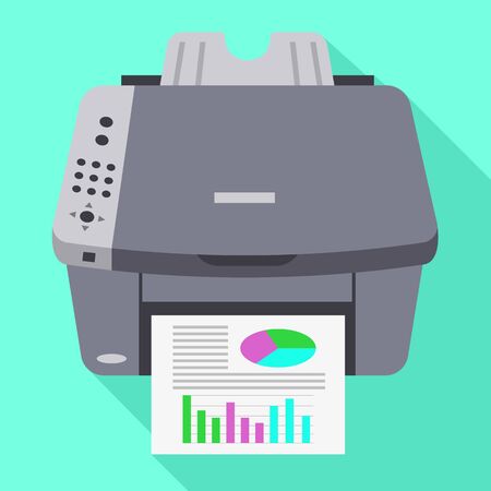 Color office printer icon. Flat illustration of color office printer vector icon for web designのイラスト素材