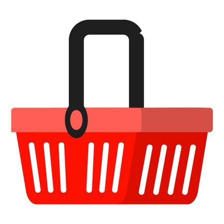 Red shop basket icon. Flat illustration of red shop basket vector icon for web designのイラスト素材