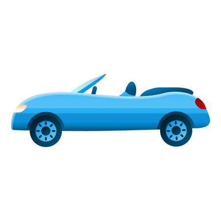 Blue small cabriolet icon. Cartoon of blue small cabriolet vector icon for web design isolated on white backgroundのイラスト素材