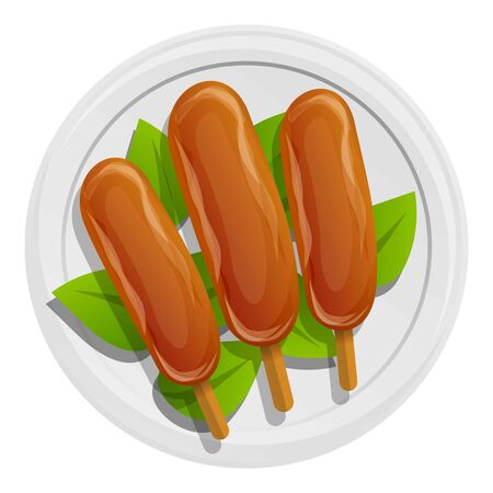 Thai cooking plate icon. Cartoon of thai cooking plate vector icon for web design isolated on white backgroundのイラスト素材