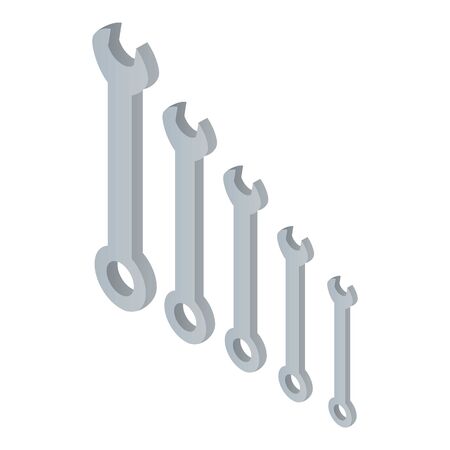 Set tool key icon. Isometric of set tool key vector icon for web design isolated on white backgroundのイラスト素材