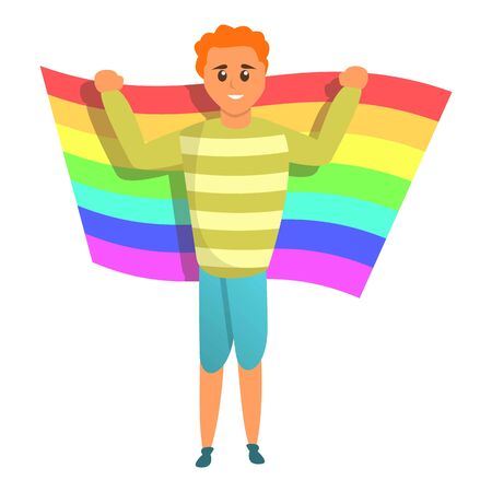 Man lgbt flag icon. Cartoon of man lgbt flag vector icon for web design isolated on white backgroundのイラスト素材
