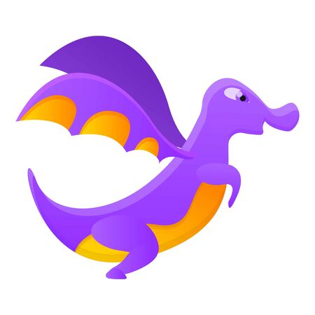 Purple dragon icon. Cartoon of purple dragon vector icon for web design isolated on white backgroundのイラスト素材