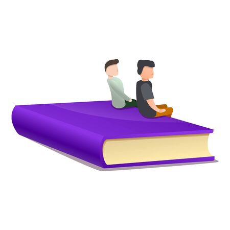 Kids on book icon. Cartoon of kids on book vector icon for web design isolated on white backgroundのイラスト素材