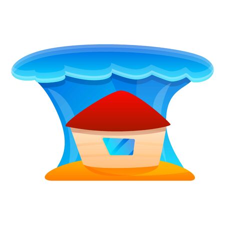 House under tsunami wave icon. Cartoon of house under tsunami wave vector icon for web design isolated on white backgroundのイラスト素材
