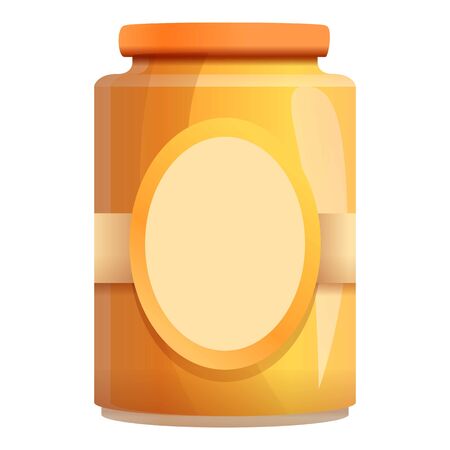 Natural jam jar icon. Cartoon of natural jam jar vector icon for web design isolated on white backgroundのイラスト素材