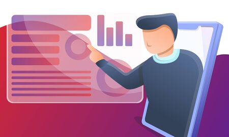 Online School Lecture Concept Banner Cartoon Illustration Of