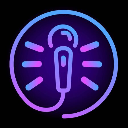 Neon microphone icon. Cartoon of neon microphone vector icon for web design isolated on white backgroundのイラスト素材