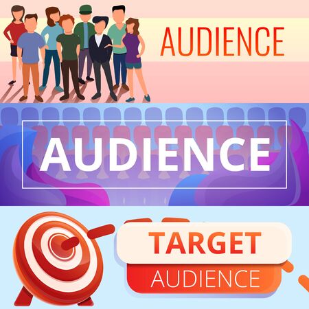 Audience banner set. Cartoon illustration of audience vector banner set for web designのイラスト素材