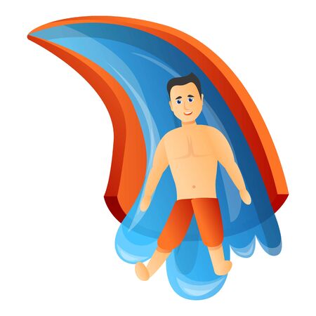 Man waterpark slide icon. Cartoon of man waterpark slide vector icon for web design isolated on white backgroundのイラスト素材