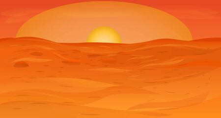 Desert sunset concept banner. Cartoon illustration of desert sunset vector concept banner for web designのイラスト素材