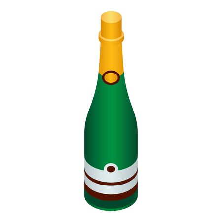 Green bottle champagne icon. Isometric of green bottle champagne vector icon for web design isolated on white backgroundのイラスト素材