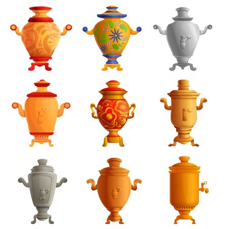 Samovar icons set. Cartoon set of samovar vector icons for web designのイラスト素材