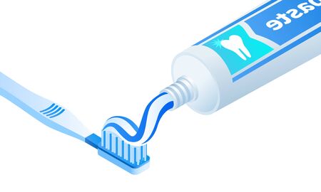 Toothpaste concept banner. Isometric illustration of toothpaste concept banner for web designのイラスト素材