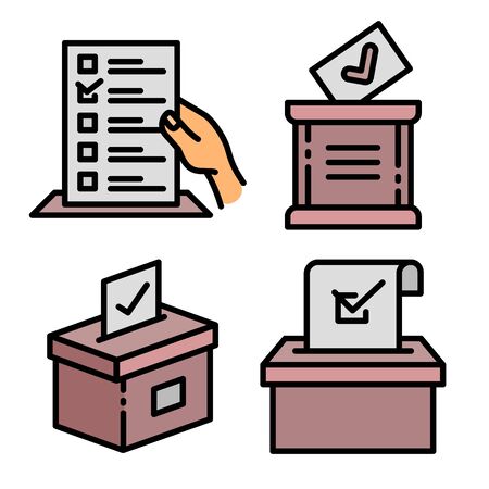 Ballot icons set. Outline set of ballot vector icons for web design isolated on white backgroundのイラスト素材
