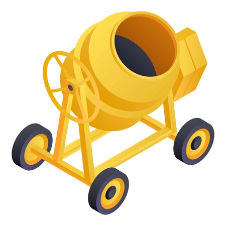 Concrete mixer icon. Isometric of concrete mixer icon for web design isolated on white backgroundの写真素材