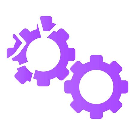Cracked gear icon. Cartoon of cracked gear icon for web design isolated on white backgroundの写真素材