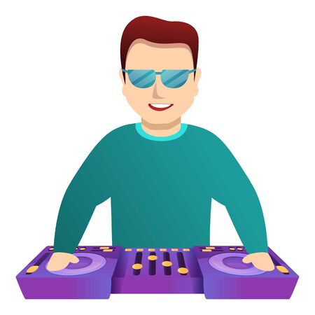Music dj with sunglasses icon. Cartoon of music dj with sunglasses vector icon for web design isolated on white backgroundのイラスト素材