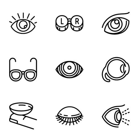 Eye human icon set. Outline set of 9 eye human icons for web design isolated on white backgroundの写真素材