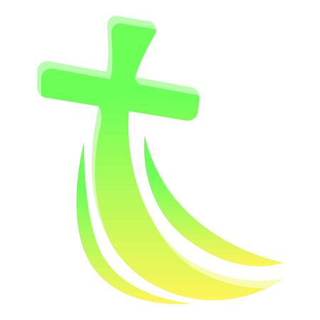 Green gradient cross icon. Cartoon of green gradient cross vector icon for web design isolated on white backgroundのイラスト素材