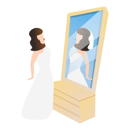Bride in mirror icon. Cartoon of bride in mirror vector icon for web design isolated on white backgroundのイラスト素材
